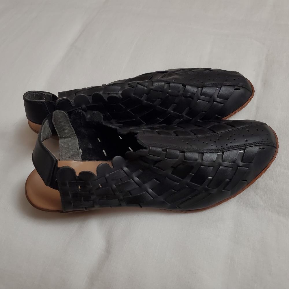 Rieker Sina Black Woven Leather Sandals Women's Size 42-10 Classic Boho Chic - Picture 10 of 15